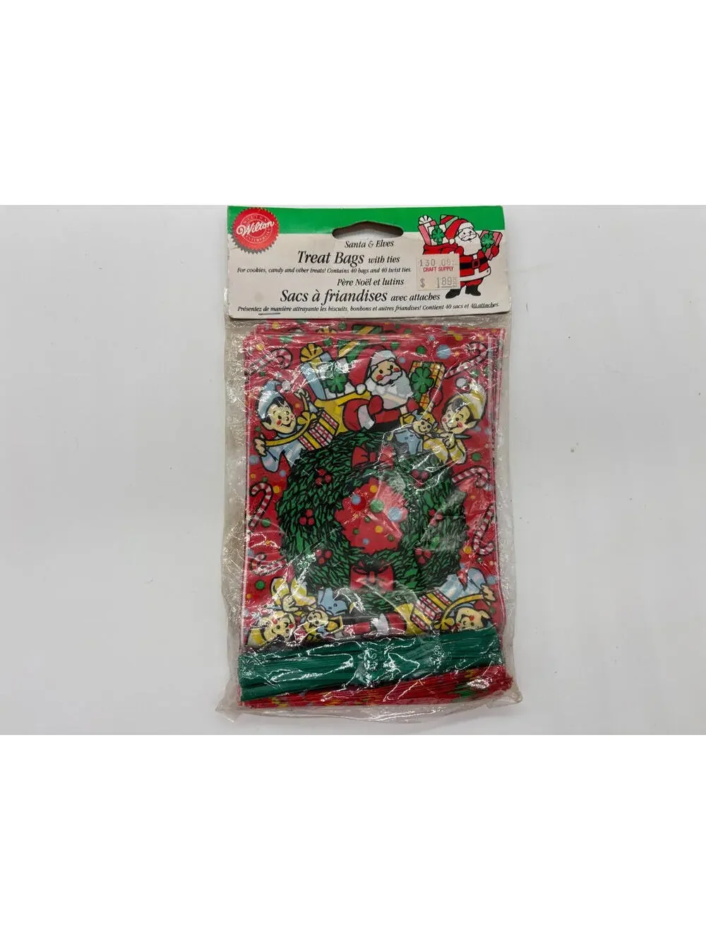 1995 Vintage Wilton Holiday Cheer 40 Count Treat Bags  6” x 4” Santa & Elves